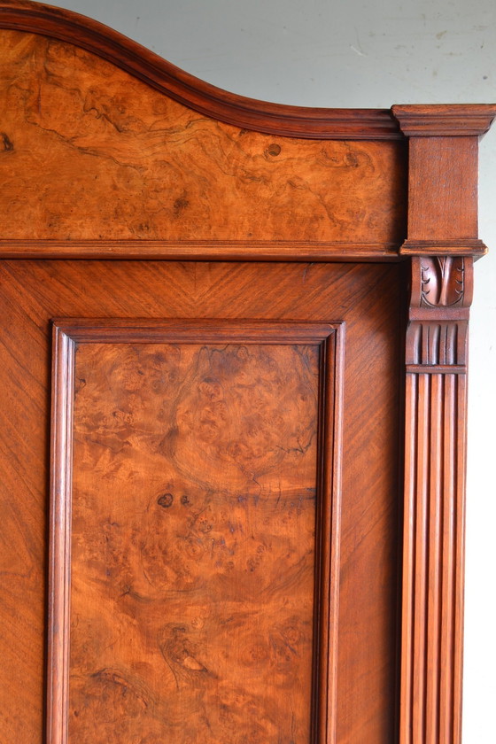 Image 1 of Antique Walnut Art Deco Bow Cabinet