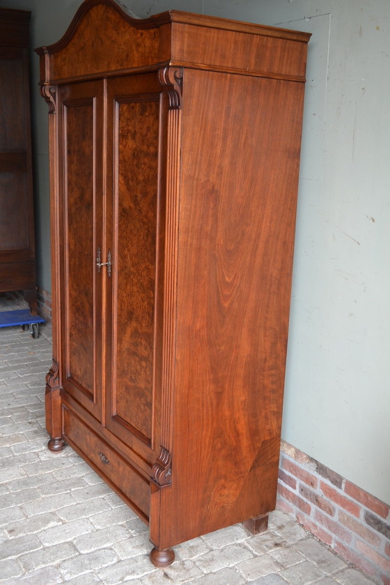 Image 1 of Antique Walnut Art Deco Bow Cabinet