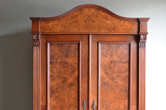 Image 1 of Antique Walnut Art Deco Bow Cabinet