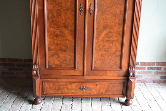 Image 1 of Antique Walnut Art Deco Bow Cabinet