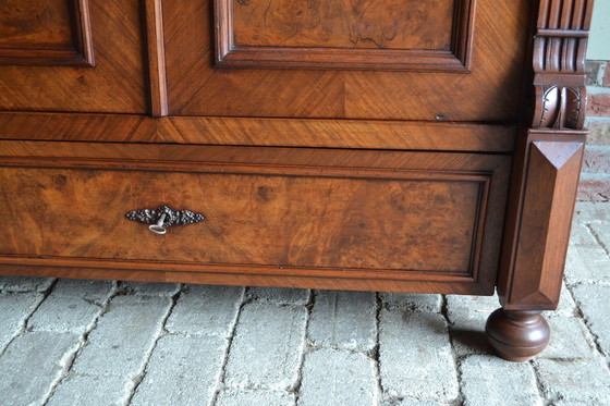 Image 1 of Antique Walnut Art Deco Bow Cabinet