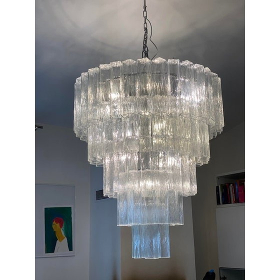 Image 1 of Contemporary "Square Tubes" Murano Glass Chandelier