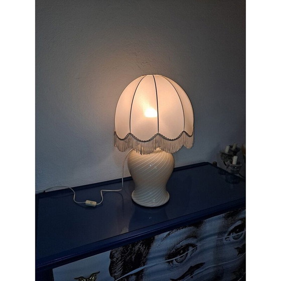 Image 1 of Lampada vintage in vetro di Murano beige e bianco