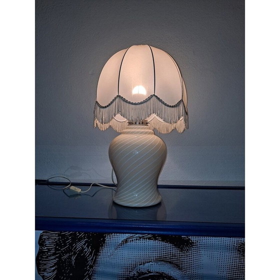Image 1 of Lampada vintage in vetro di Murano beige e bianco