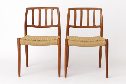 2 Niels Møller Chairs - Repaired, 1970s, Model 83, Danish Teak