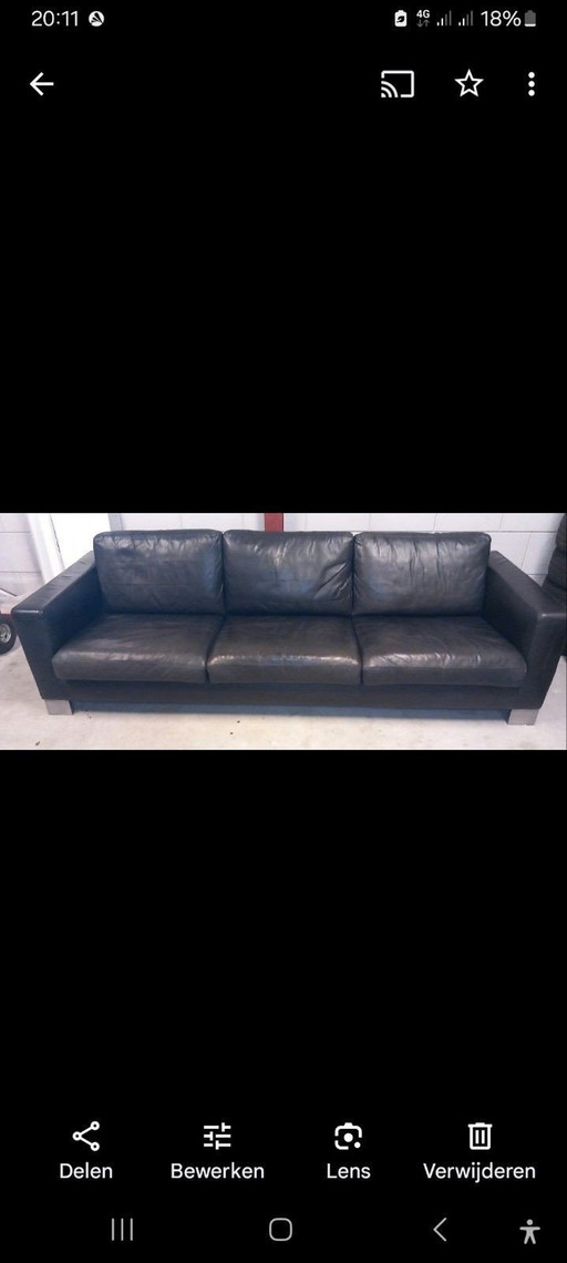 Italian 3-Seater Leather Design Sofa