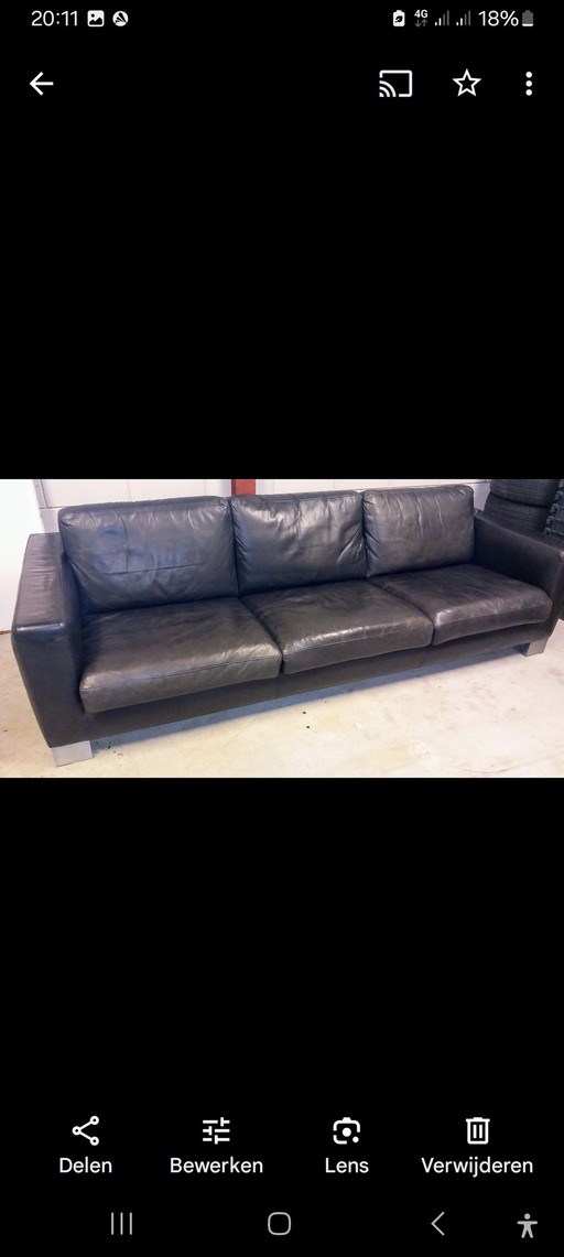 Italian 3-Seater Leather Design Sofa