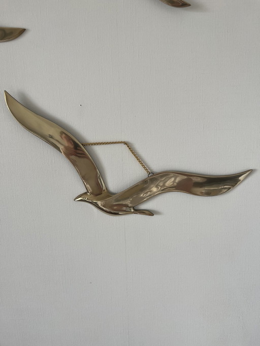 3 Vintage Brass Birds Hollywood Regency