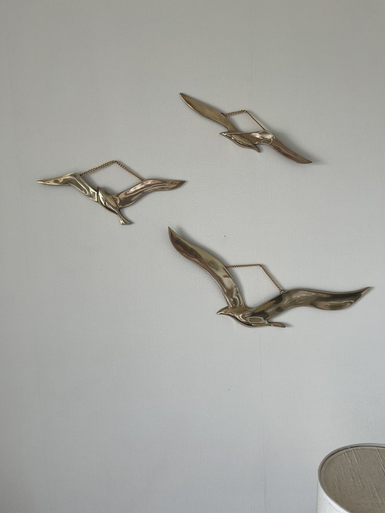 Image 1 of 3 Vintage Brass Birds Hollywood Regency