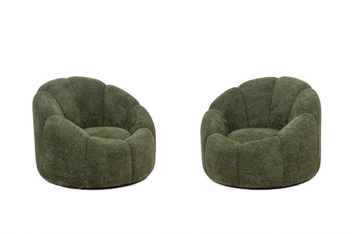 Pair De Fauteuils En Tissu À Bouclettes. Contemporary.