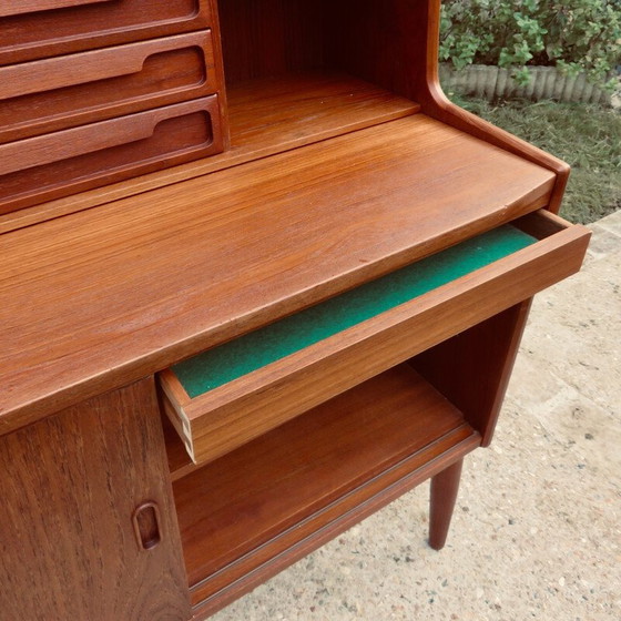 Image 1 of Vintage solid teak secretary desk by The Larsen brothers, Denmark 1960