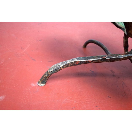 Vintage leaf-shaped metal and glass coffee table, Germany, 1970