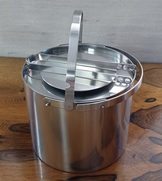 Image 1 of Stelton Arne Jacobsen 2.5L Cylindia Stainless Steel Ice Bucket, Wine Cooler Incl. Ice Bar