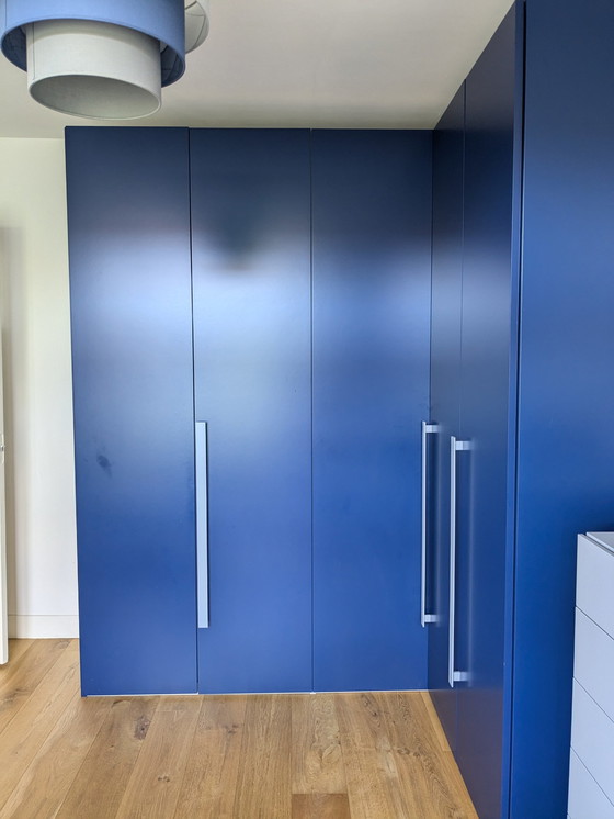 Image 1 of Novamobili Corner Wardrobe With Revolving Doors Blue + Dresser Blue / Light Blue