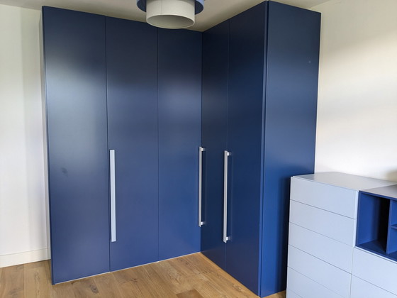 Image 1 of Novamobili Corner Wardrobe With Revolving Doors Blue + Dresser Blue / Light Blue