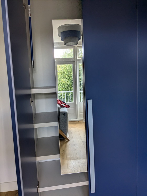 Image 1 of Novamobili Corner Wardrobe With Revolving Doors Blue + Dresser Blue / Light Blue