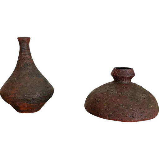 Pair of vintage Studio pottery sculptural objects by Gerhard Liebenthron, Germany 1970s