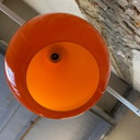 Lampada a sospensione in vetro arancione degli anni '70