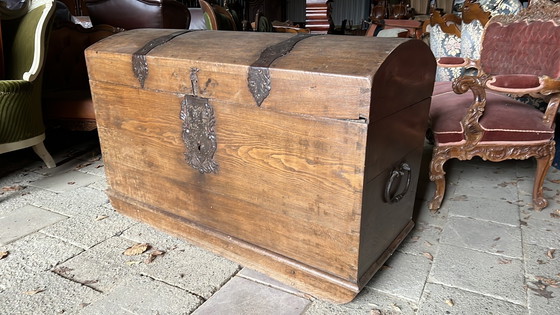 Image 1 of Antique Oak Blanket Chest