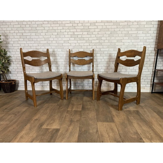 Image 1 of Set of 3 vintage chairs by Guillerme et chambron, 1950