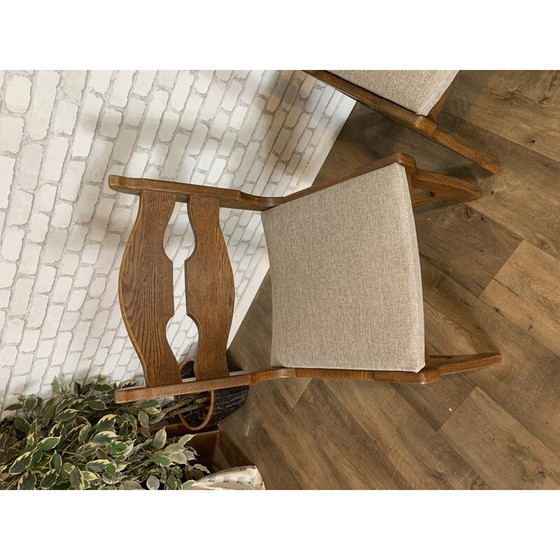 Image 1 of Set of 3 vintage chairs by Guillerme et chambron, 1950