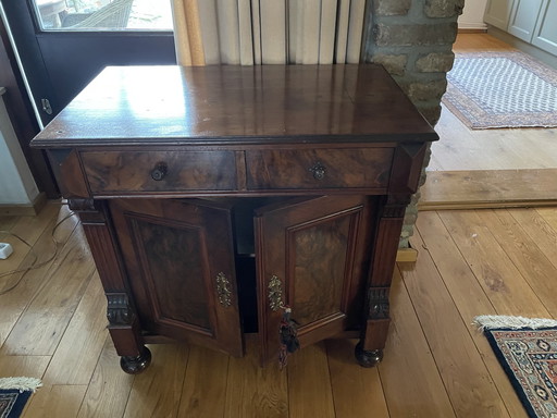 Beautiful Antique Cabinet Of Walnut Wood.