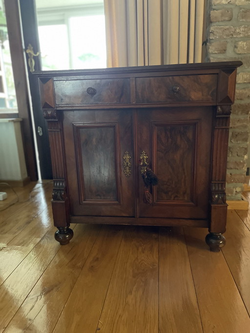 Beautiful Antique Cabinet Of Walnut Wood.