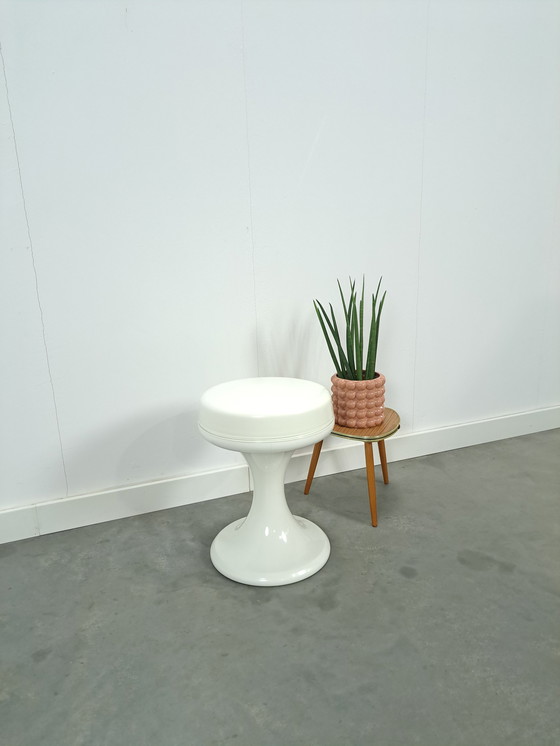 Image 1 of Tabouret en plastique blanc Emsa Allemagne vintage