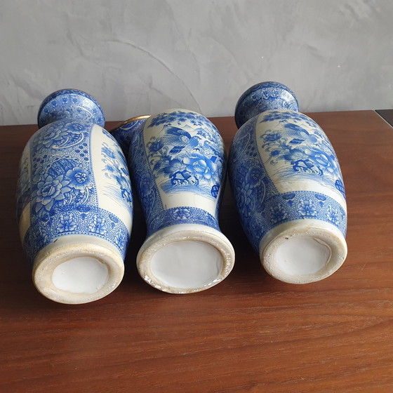 Image 1 of Vintage Japanese Vase Set 3 Pieces