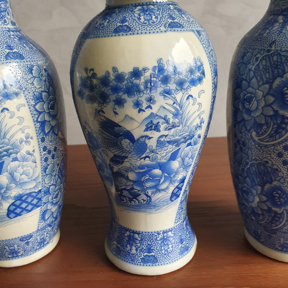 Image 1 of Vintage Japanese Vase Set 3 Pieces
