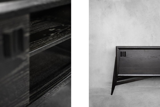 Image 1 of Vintage dark raw oak sideboard, 1960