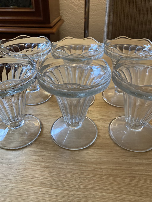 6x Art Deco France ice cream cups