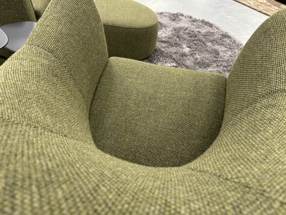 Image 1 of 2 Leolux Shaman Armchair With Hocker Green Fabric