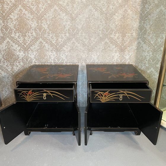 Image 1 of 2x Japanese lacquer chests of drawers Bedside tables