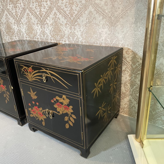 Image 1 of 2x Japanese lacquer chests of drawers Bedside tables