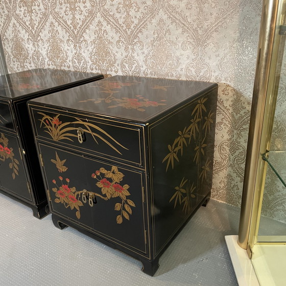 Image 1 of 2x Japanese lacquer chests of drawers Bedside tables