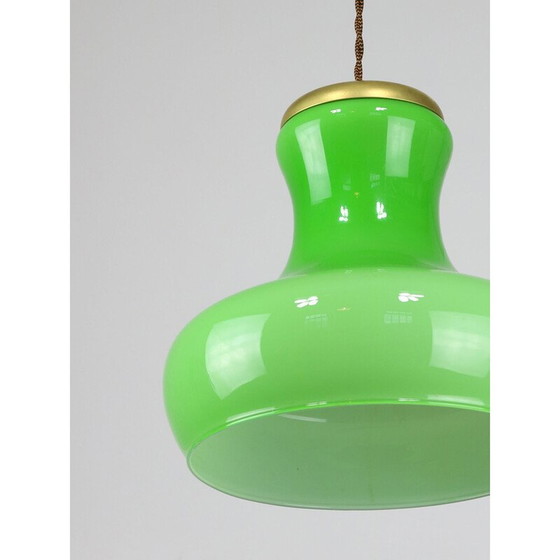 Image 1 of Vintage brass and glass pendant lamp, Italy