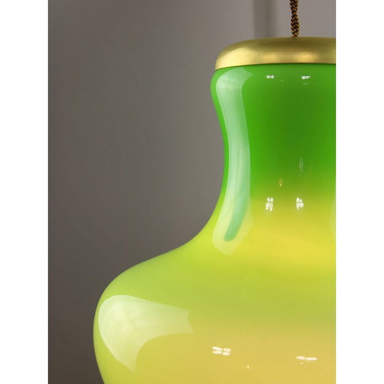 Image 1 of Vintage brass and glass pendant lamp, Italy