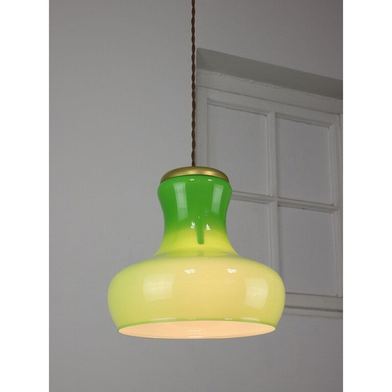 Image 1 of Vintage brass and glass pendant lamp, Italy