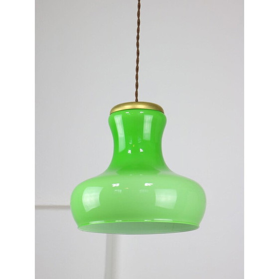 Image 1 of Vintage brass and glass pendant lamp, Italy