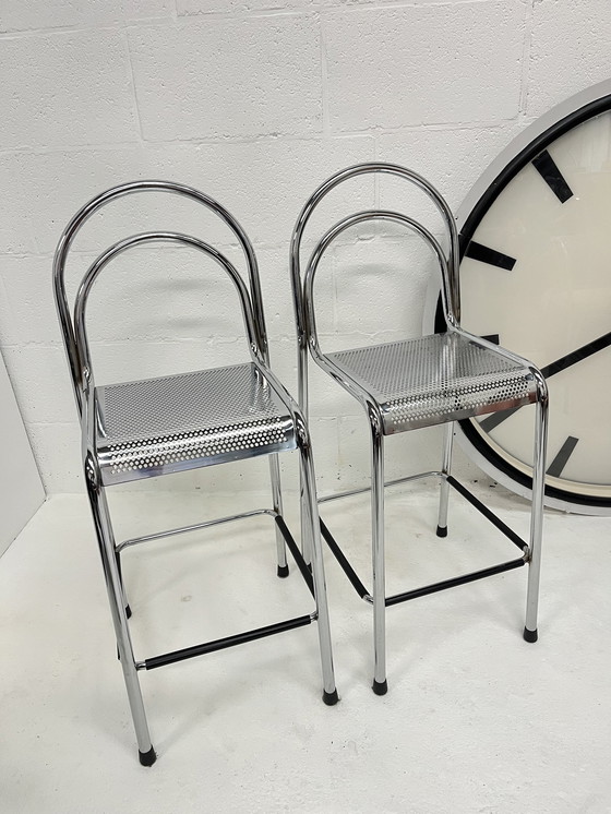 Image 1 of Set Of 2 Chrome Barstools