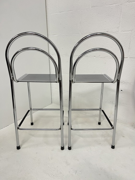 Image 1 of Set Of 2 Chrome Barstools