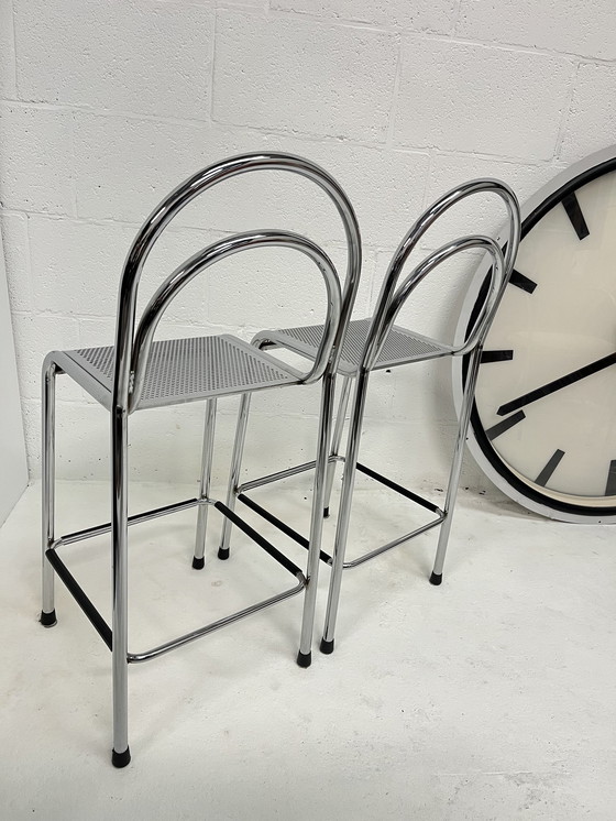 Image 1 of Set Of 2 Chrome Barstools