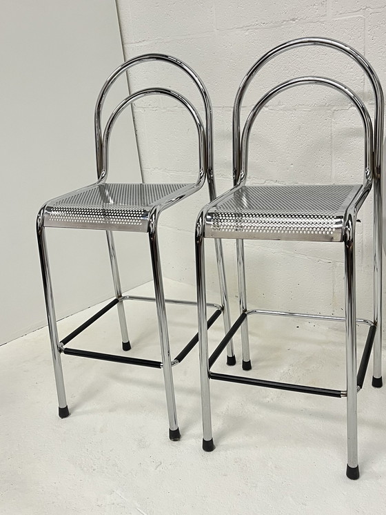 Image 1 of Set Of 2 Chrome Barstools
