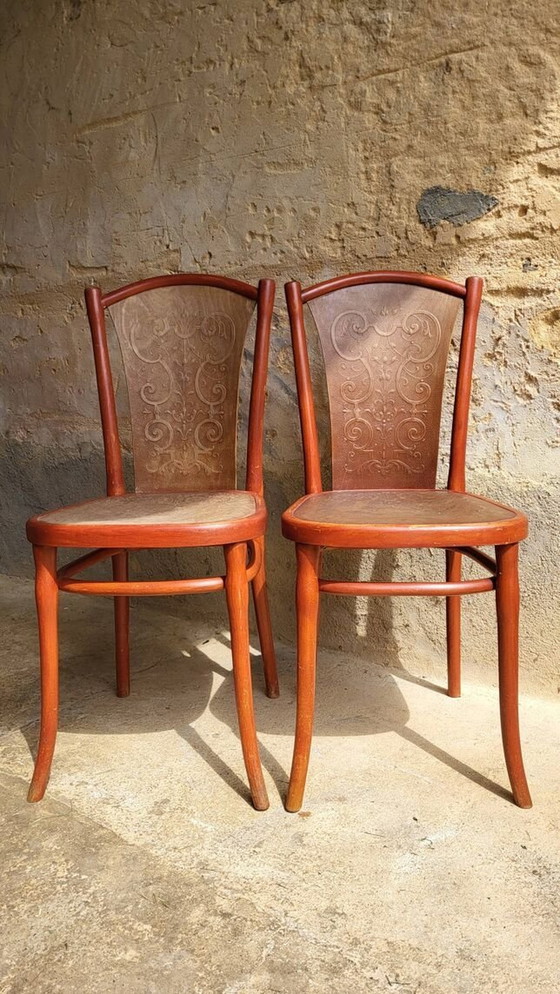 Image 1 of Pair Of Art Nouveau Chairs Thonet