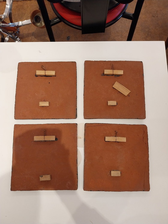 Image 1 of 1 decorazione murale brutalista da 4 pezzi in piastrelle di chamotte