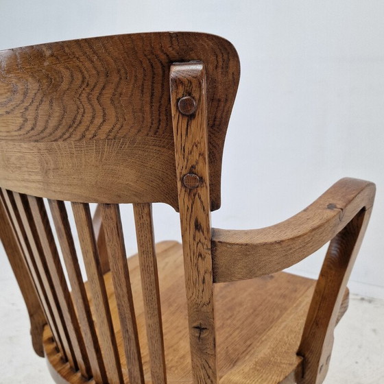 Image 1 of Vintage industrial oak swivel chair, England 1900