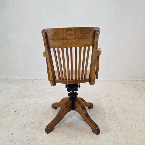 Image 1 of Vintage industrial oak swivel chair, England 1900