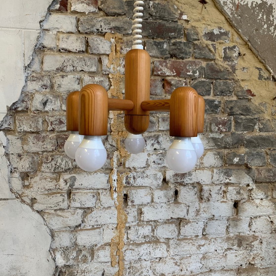 Image 1 of Pine chandelier , from the 80s, by Hustadt – Leuchten