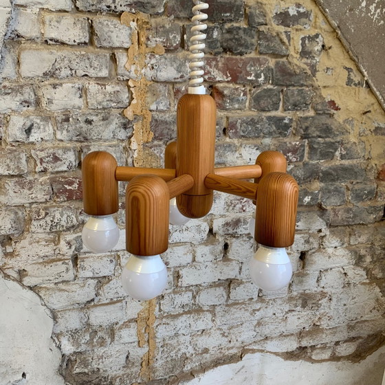 Image 1 of Pine chandelier , from the 80s, by Hustadt – Leuchten